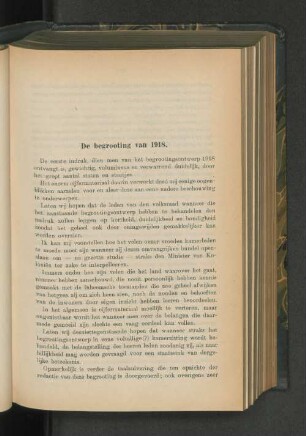De begrooting van 1918.