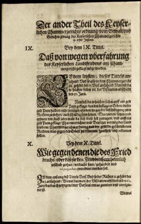Der ander Theil des Keyserlichen Chammergerichts ordnung vom Gewalt und Gerichts zwang des Keyserlichen Chammergerichts in erster Instantz.