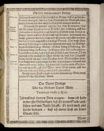Die Vierte Predigt. Textus ex versu 9. & 10.