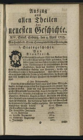 XIV. Stück. Coburg, den 4. April. 1753.