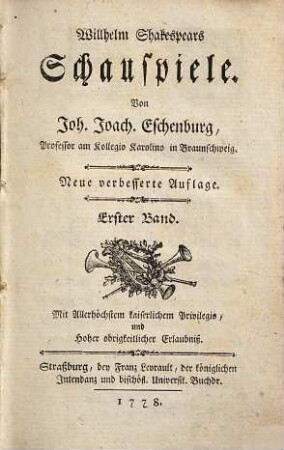 Willhelm Shakespears Schauspiele, 1. [Der Sturm. Ein Sommernachtstraum]