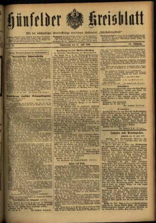 Ausgabe vom Donnerstag, den 31. Juli 1919.