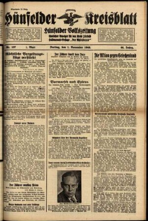 Erste Ausgabe vom Freitag, den 01. November 1940.