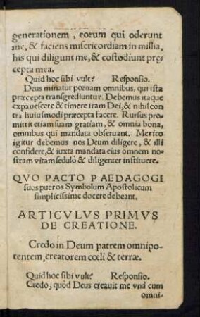 Quo Pacto Paedagogi suos pueros Symbolum Apostolicum simplicissime docere debeant.