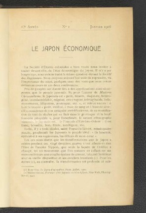 No 1, Janvier 1906