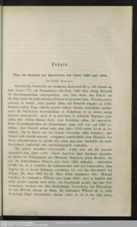 Exkurs. Über die Quellen zur Geschichte der Jahre 1083 und 1084