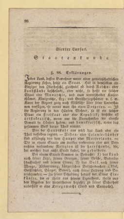 Vierter Cursus. Staatenkunde