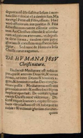 De Humana Iesu Christi natura.