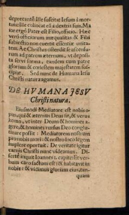 De Humana Iesu Christi natura.