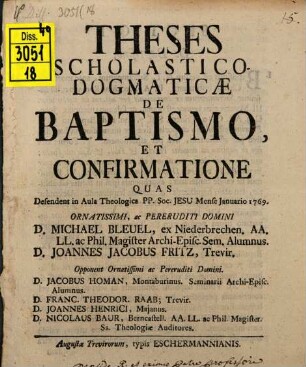 Theses de baptismo et confirmatione