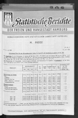 Preisindexziffern für den Wohnungsbau sowie Preise für Baustoffe und Bauarbeiten in Hamburg im Mai 1968 : Lfd. Nr. 9