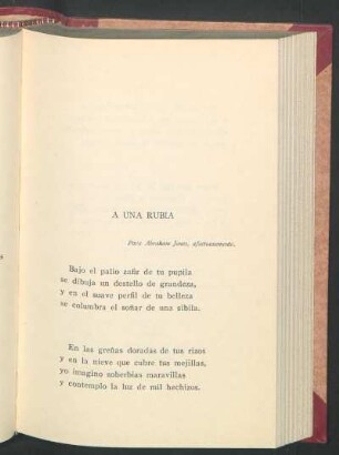 A una rubia : Para Abraham Jones, afectuosamente.