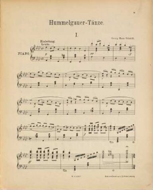 Hummelgauer Tänze : sechs Walzer ; für Klavier zu zwei Händen. 1