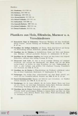 Plastiken aus Holz, Elfenbein, Marmor u. a. Verschiedenes (Nr. 187-243)