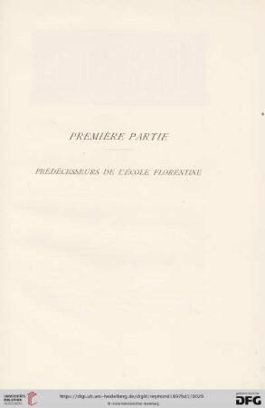 Première partie: Prédécesseurs de l'École florentine
