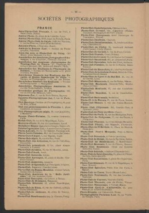 Sociétés Photographiques