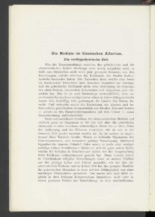 Die Medizin im klassischen Altertum