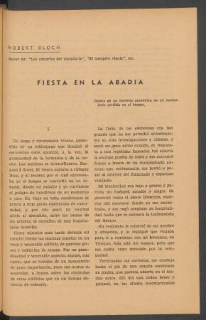 Fiesta en la abadía : Relato de un horrible encuentro en un monasterio perdido en el bosque.