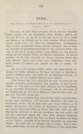 173-190, XXXIX. Aus Briefen von Eduard Mörike u.s.w. vom Anfang der vierziger Jahre