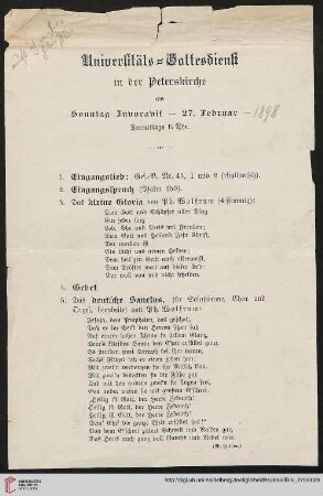 Beilage (Universitätsgottesdienst 27.02.1898)