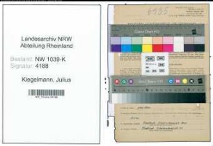 Entnazifizierung Julius Kiegelmann , geb. 25.08.1900 (Beamter)