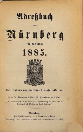 Adreßbuch von Nürnberg. 1885