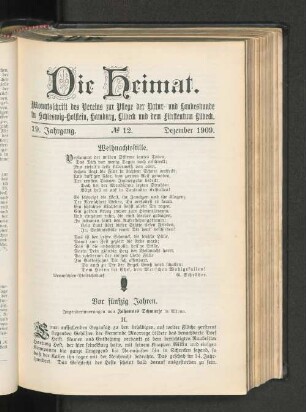 19. Jahrgang. No. 12. Dezember 1909.