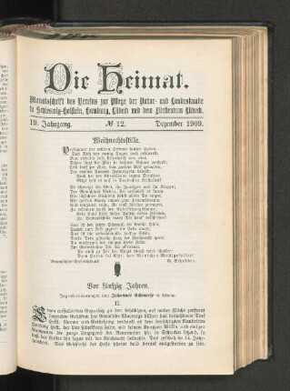 19. Jahrgang. No. 12. Dezember 1909.