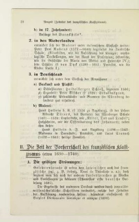 II. Die Zeit der Vorherrschaft des französischen Klassizismus (etwa 1630-1740)