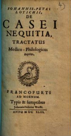 Iohannis-Petri Lotichii, De Casei Nequitia Tractatus Medico-Philologicus novus