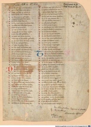 Der starke Rennewart (Willehalm), - Passauer Bruchstück, nach Piper und Lohmeyer Handschrift Nr. 14 - BSB Cgm 193,VI