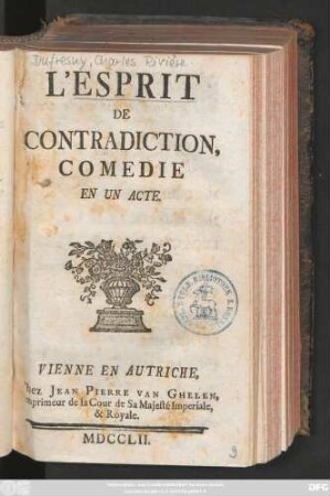 L' Esprit De Contradiction : Comedie En Un Acte