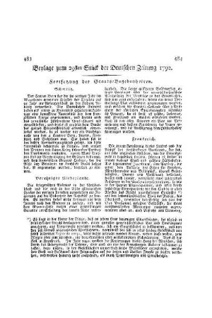 Beylage zum 29ten Stück der Deutschen Zeitung 1792