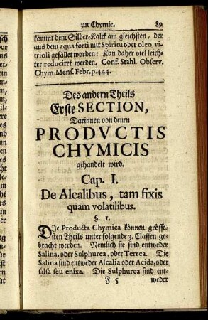 Cap. I. De Alcalibus, tam fixis quam volatilibus.