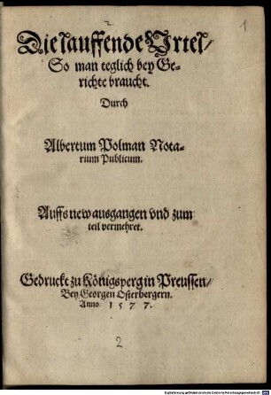 Die lauffende Urtel, So man teglich bey Gerichte braucht
