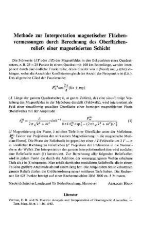Methode zur Interpretation magnetischer Flächenvermessungen durch Berechnung des Oberflächenreliefs einer magnetisierten Schicht
