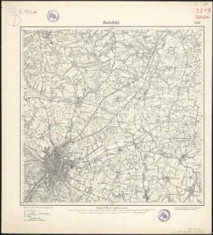 Meßtischblatt 2149 : Bielefeld, 1897 : Bielefeld. - Aufn. 1895. - 1:25000. - [Berlin]: Reichsamt für Landesaufnahme, 1897. - 1 Kt.