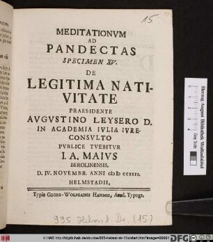 De Legitima Nativitate
