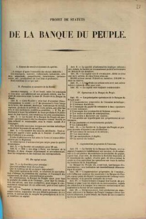Projet de statuts de la Banque du Peuple