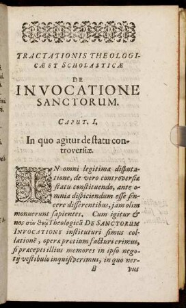 Caput I. In quo agitur de statu controversiæ.