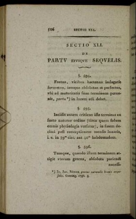 Sectio XLI. De Partu Eiusque Sequelis