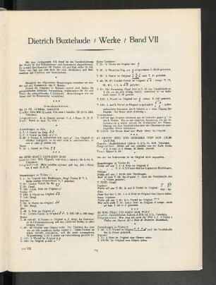 Dietrich Buxtehude, Werke, Band VII [Nachweise]