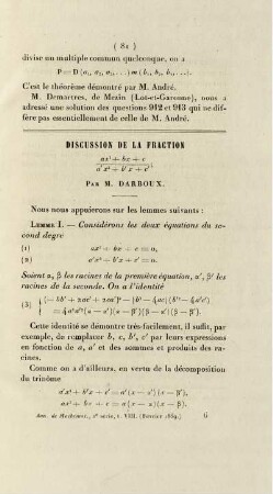 Discussion de la fraction ... .