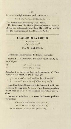 Discussion de la fraction ... .