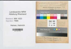 Entnazifizierung Heinrich Heinen , geb. 19.10.1916 (Reichsbahnarbeiter)