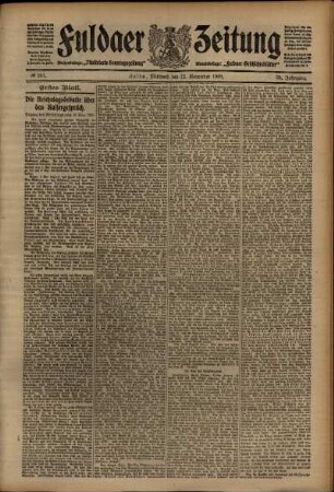 Erste Ausgabe vom Mittwoch, den 11. November 1908.
