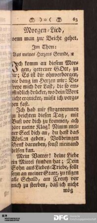 Morgen-Lied, wenn man zur Beicht gehet, Im Thon: