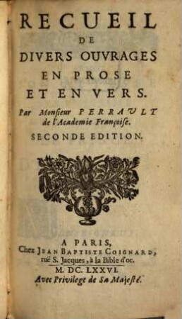Recueil de divers ouvrages en prose et en vers