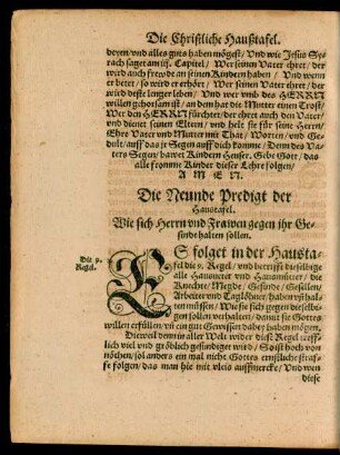 Die Neunde Predigt der Haustafel. Wie sich Herrn und Frawen gegen ihr Gesinde halten sollen.