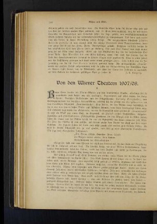 Von den Wiener Theatern 1907/08